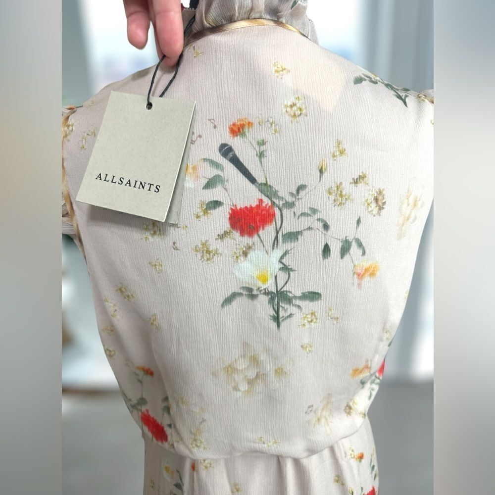 🔥🔥 NWT ALL SAINTS Musical Floral Wrap Mini Dress Size 6 US 10 UK EU 38 - Picture 7 of 16